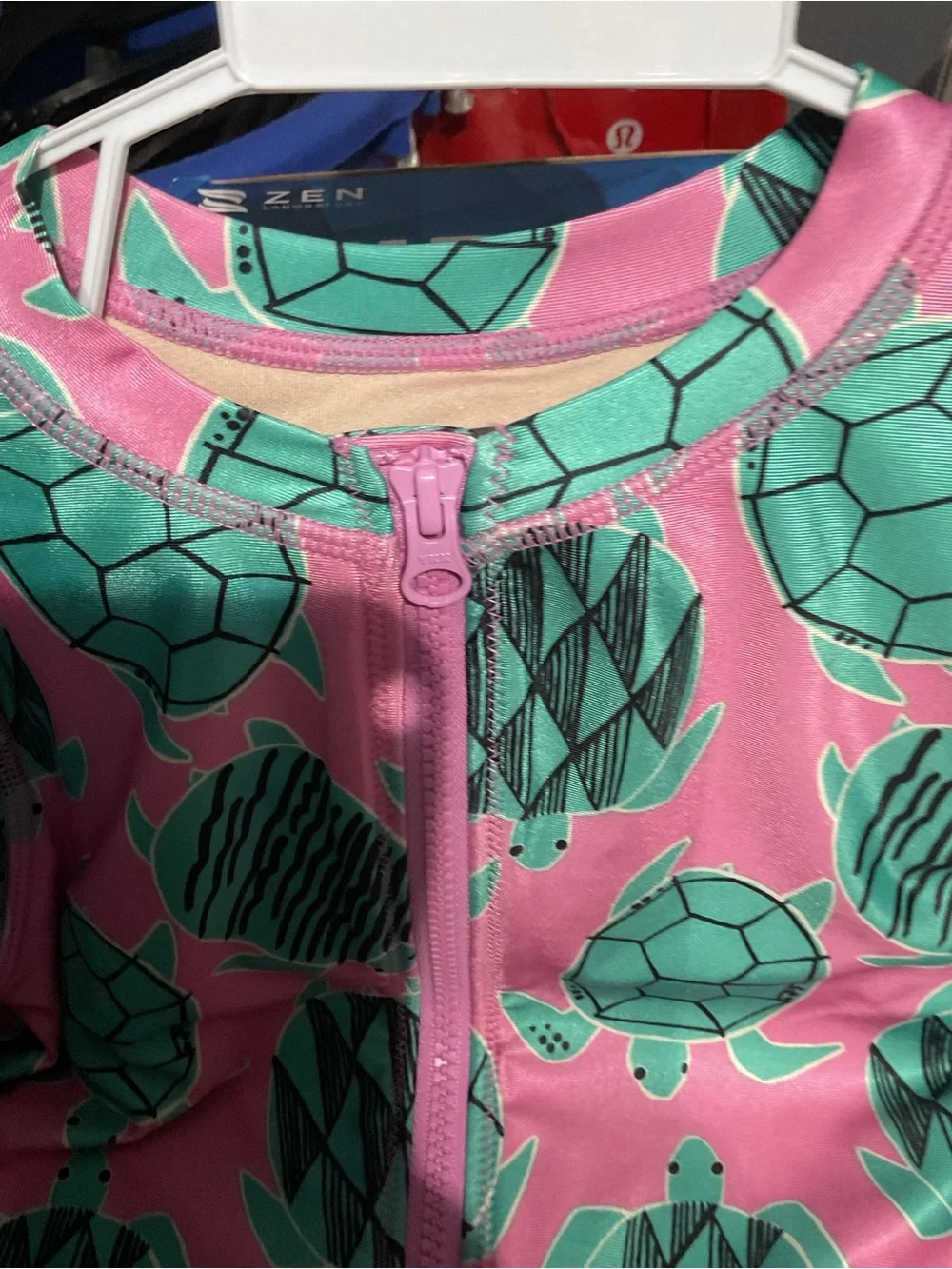 Kids Long Sleeve One-Piece Swimsuit - Pink Turtle Print Blue parrot swimsuit